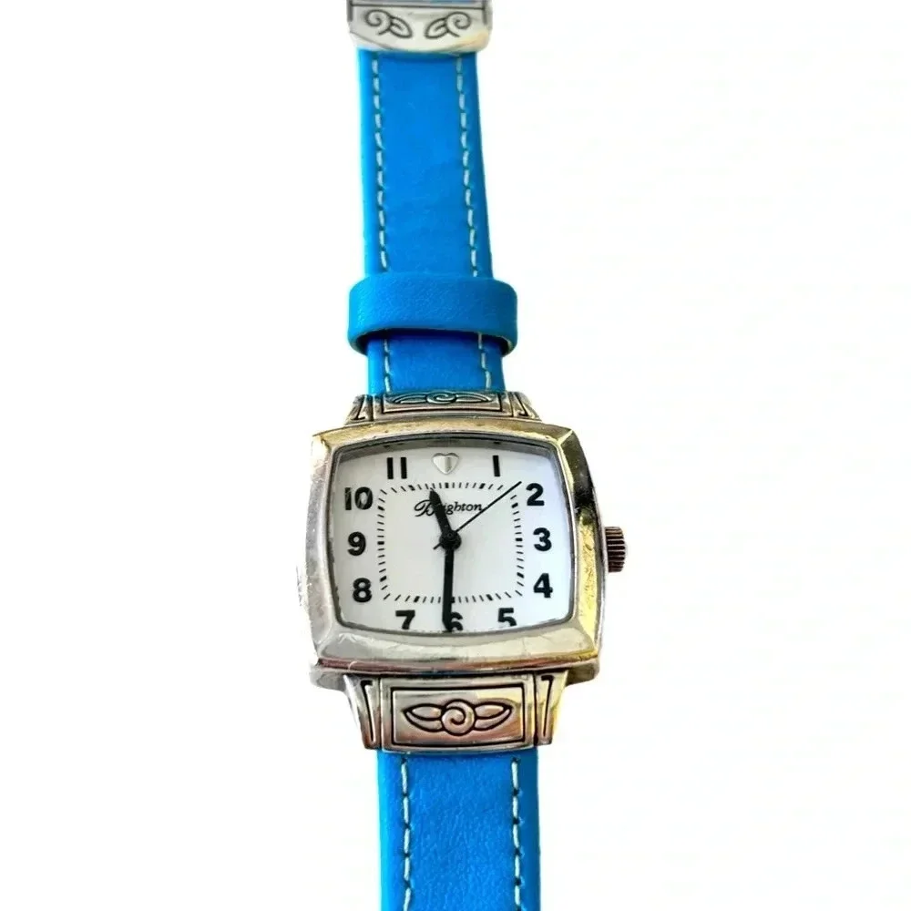 Brighton Orchard Ladies Watch Blue Leather Silver Plated Retired New Battery